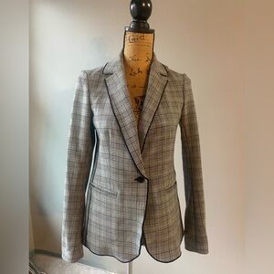 Banana Republic Sz 2 Gray Plaid Single-Button Women’s Blazer